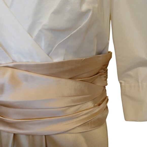 Calvin Klein white and beige 100% silk gown size 8 - Picture 3 of 9